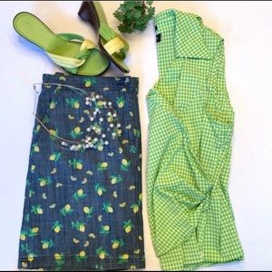 Gingham Crossover sleeveless top XL Jones New York